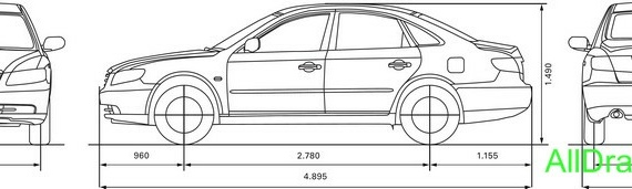 Hyundai Grandeur (2006) (Хендай Грандеур (2006)) - чертежи (рисунки) автомобиля
